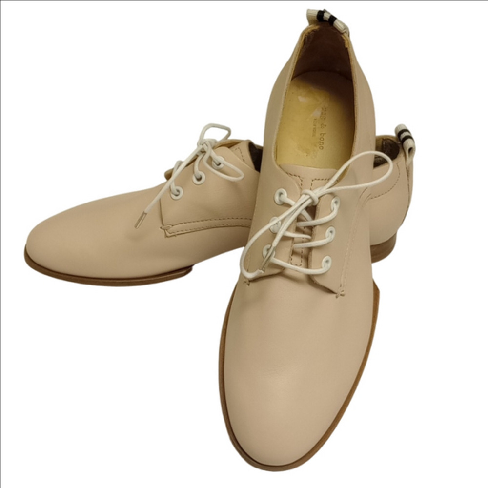 RAG & BONE "AUDREY" PINK LEATHER OXFORDS SHOES - Picture 3 of 12